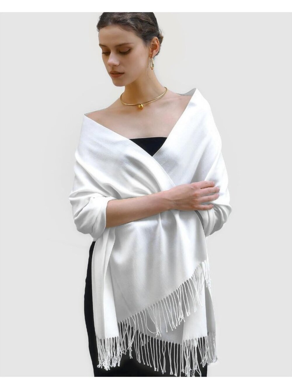 〽️Women's White Evening Dresses Blanket Imported Pashmina Shawl Scarves